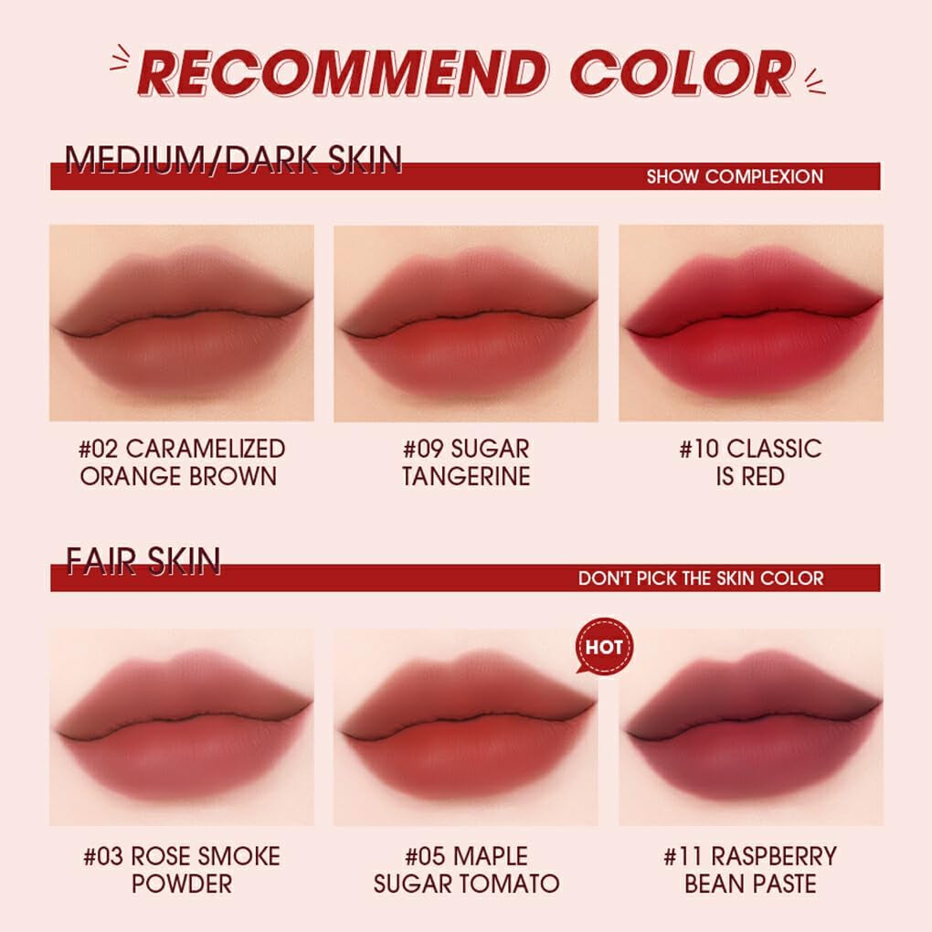 Matte Lip Gloss Long Lasting Waterproof Smudge-Proof Soft Lipstick Travel Lips Beauty Make up Removable for Girls Ladies, Type 8