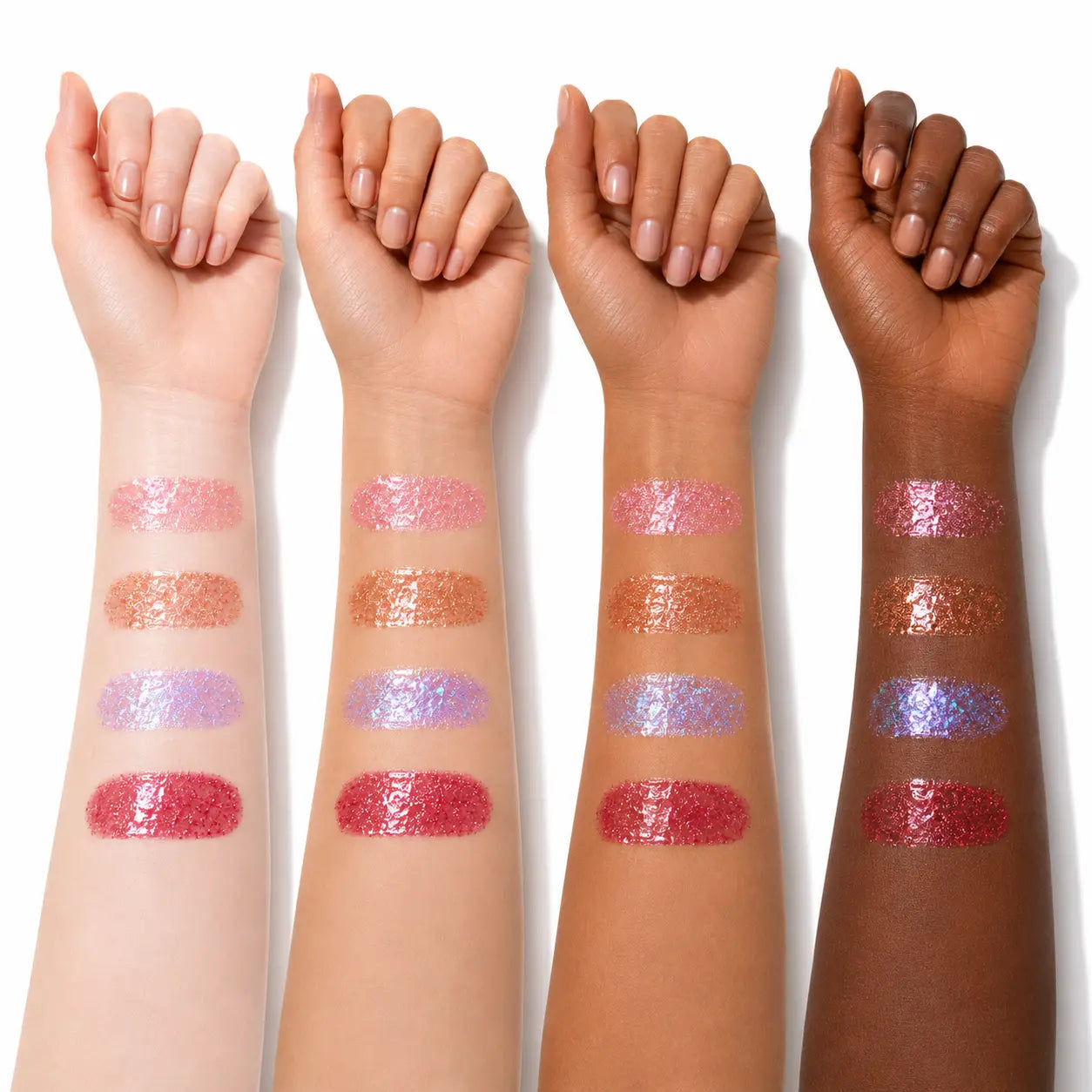 Cool Story 4Pcs Glitter Lip Gloss Set, Metallic Shimmer Liquid Lipstick, High Pigment Sparkly Lip Oil, Long Lasting Moisturizing Lip Makeup