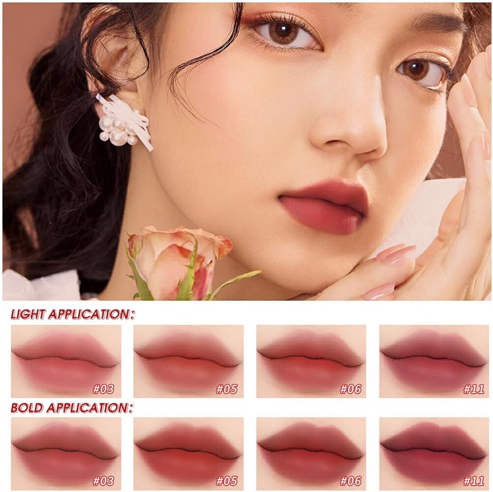 Matte Lip Gloss Long Lasting Waterproof Smudge-Proof Soft Lipstick Travel Lips Beauty Make up Removable for Girls Ladies, Type 8