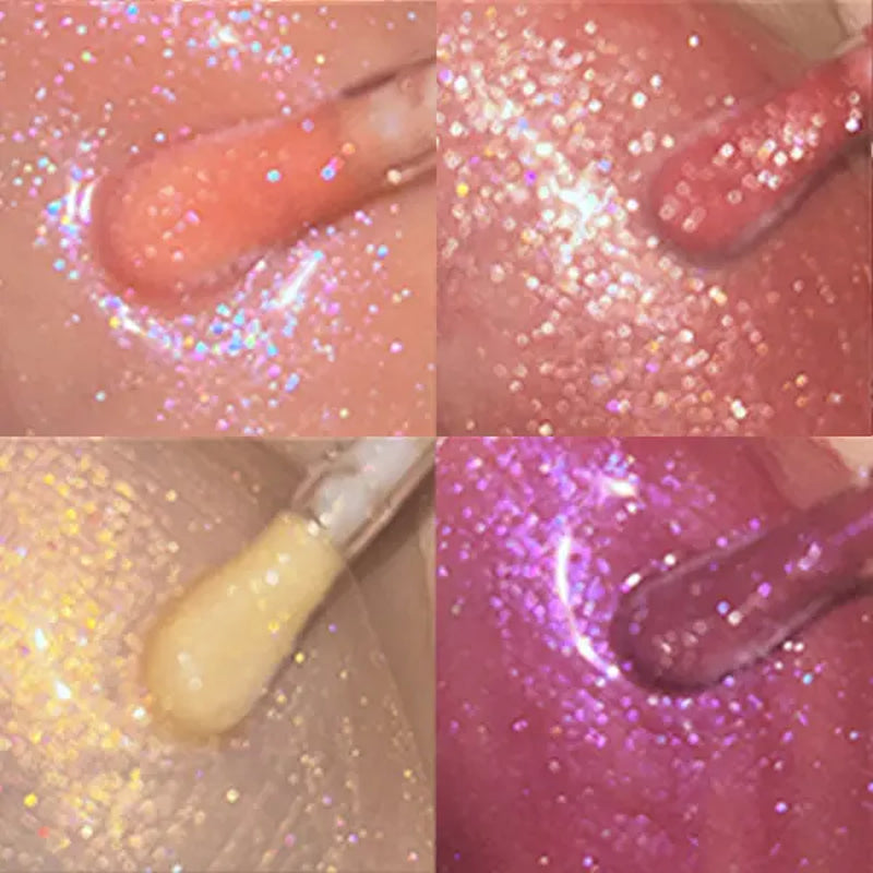 Cool Story 4Pcs Glitter Lip Gloss Set, Metallic Shimmer Liquid Lipstick, High Pigment Sparkly Lip Oil, Long Lasting Moisturizing Lip Makeup