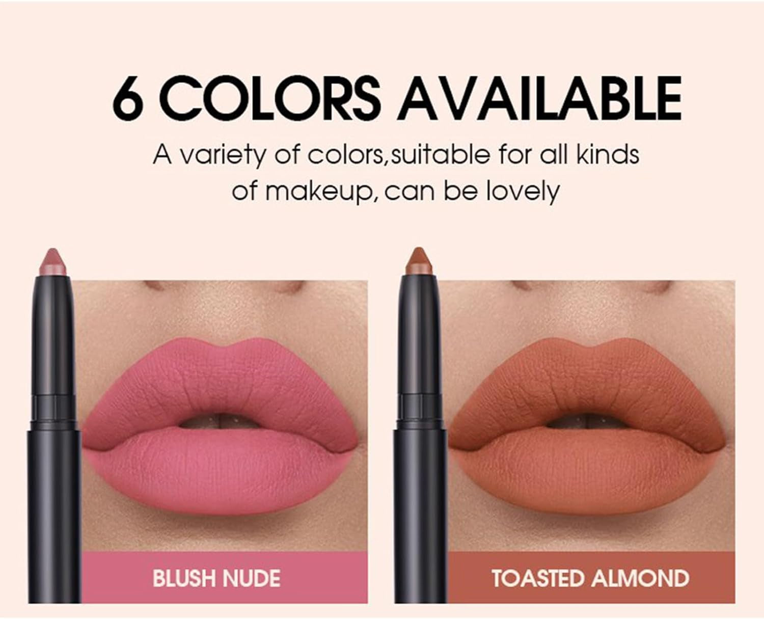 6 Pcs Matte Lipstick Set, Lip Liner Crayon Pencil, Nude Longwear Waterproof Long Lasting Soft Pen, Red Brown Lipstic Female Christmas Cosmetic Makeup Lip Gloss Kit for Women