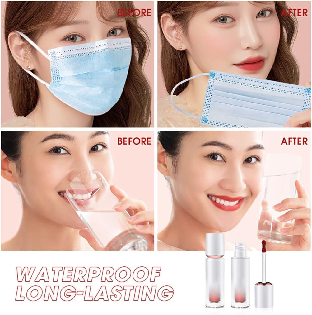 Matte Lip Gloss Long Lasting Waterproof Smudge-Proof Soft Lipstick Travel Lips Beauty Make up Removable for Girls Ladies, Type 8