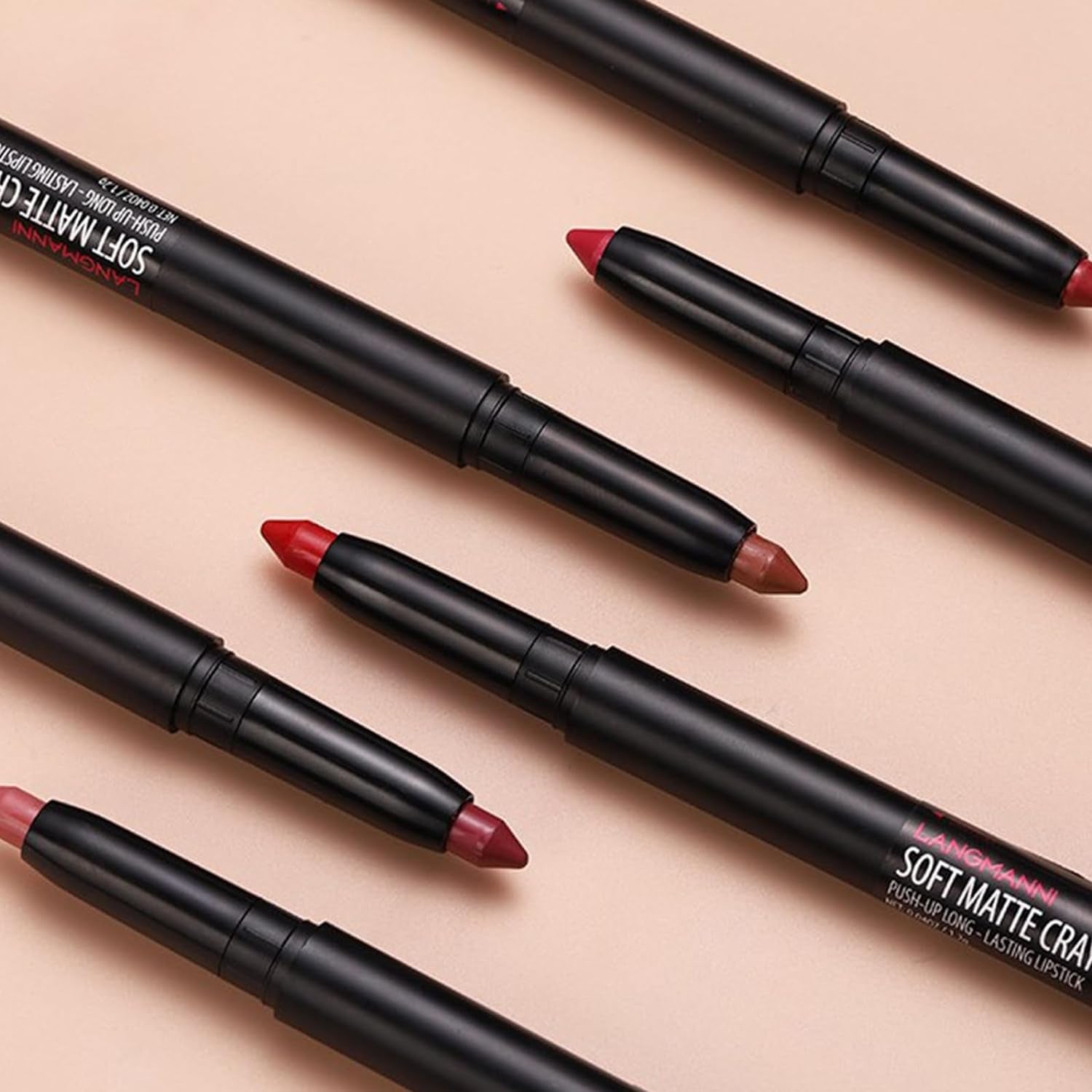 6 Pcs Matte Lipstick Set, Lip Liner Crayon Pencil, Nude Longwear Waterproof Long Lasting Soft Pen, Red Brown Lipstic Female Christmas Cosmetic Makeup Lip Gloss Kit for Women