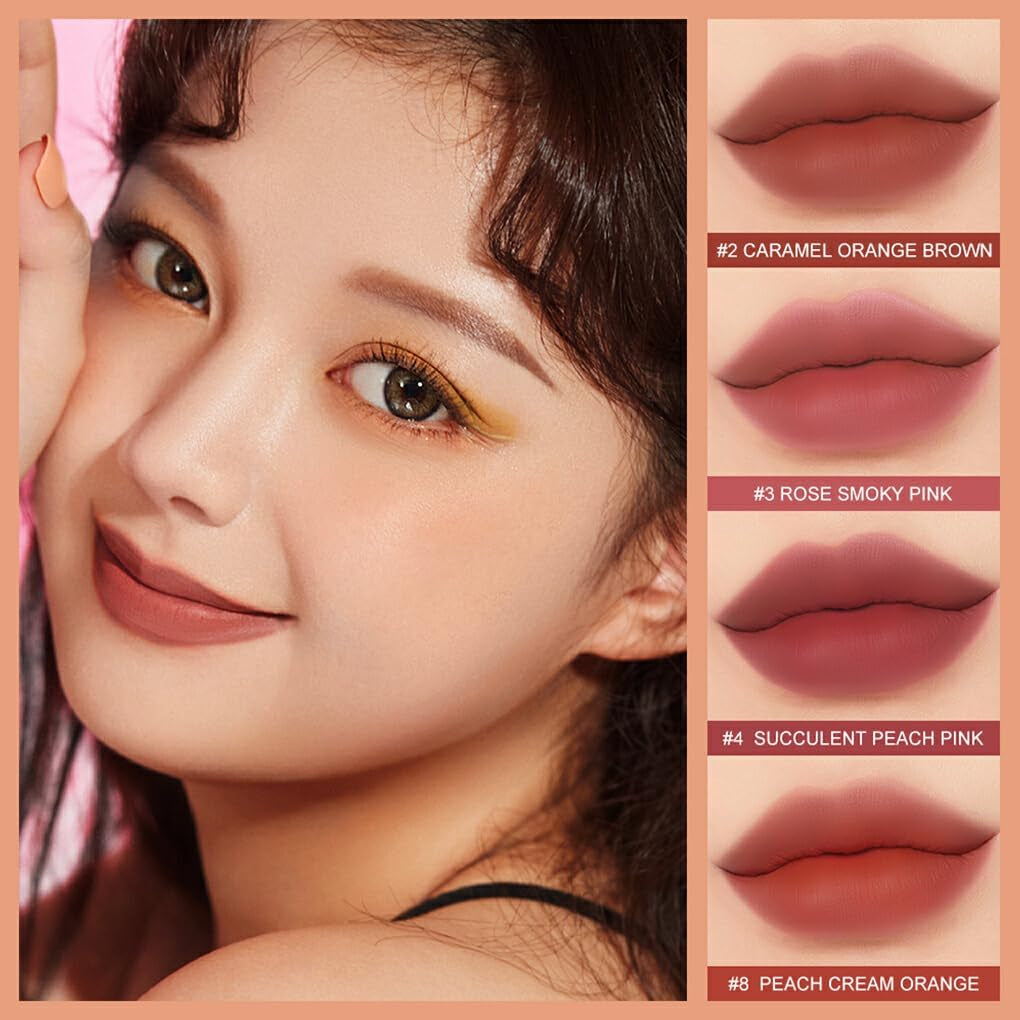 Matte Lip Gloss Long Lasting Waterproof Smudge-Proof Soft Lipstick Travel Lips Beauty Make up Removable for Girls Ladies, Type 8