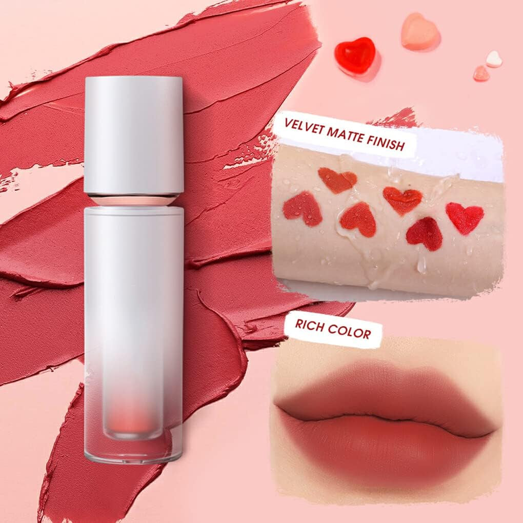 Matte Lip Gloss Long Lasting Waterproof Smudge-Proof Soft Lipstick Travel Lips Beauty Make up Removable for Girls Ladies, Type 8